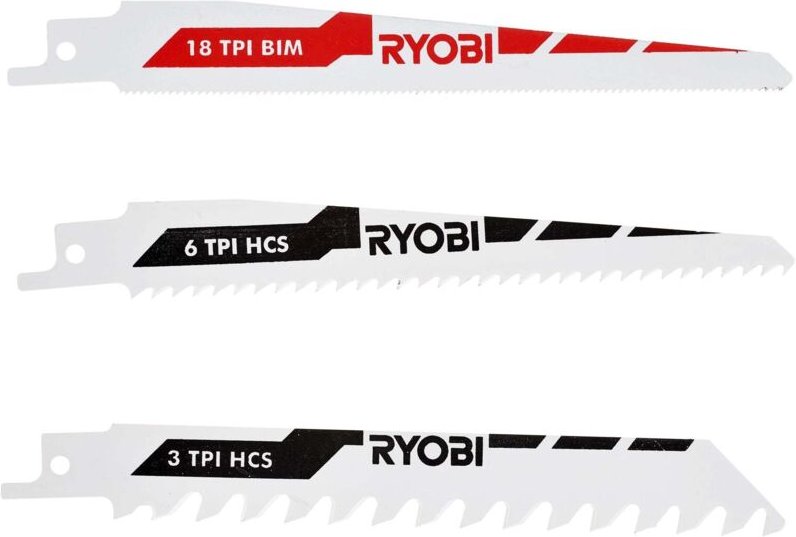 Ryobi RAK3RBWM Kit 3 Klingen 3/6/18TP gerade Säge Säbel Holz Metall