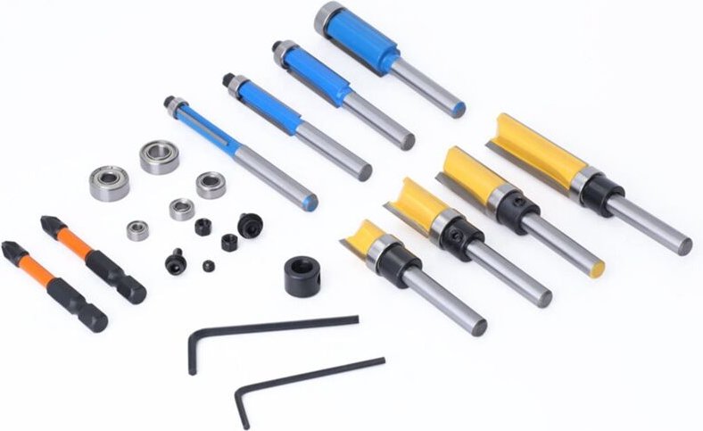 10PCS Router Bits, Einschließlich 4 Flush Trim Bits 1/4 Schaft, Muster mit 2 Auswirkungen Et