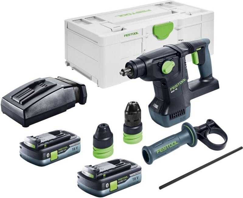 Khc 18 EB-Basic Akku Kombihammer 18 v 2,6 j SDS-Plus Brushless + 2x Akku 4,0 Ah + Ladegerät + Systainer - Festool