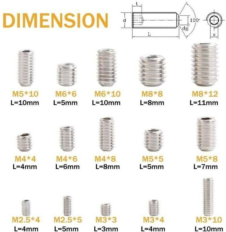 300-teiliges Sortiment an Innensechskantschrauben M2,5, M3, M4, M5, M6 und M8 aus Edelstahl mit Innensechskantantrieb