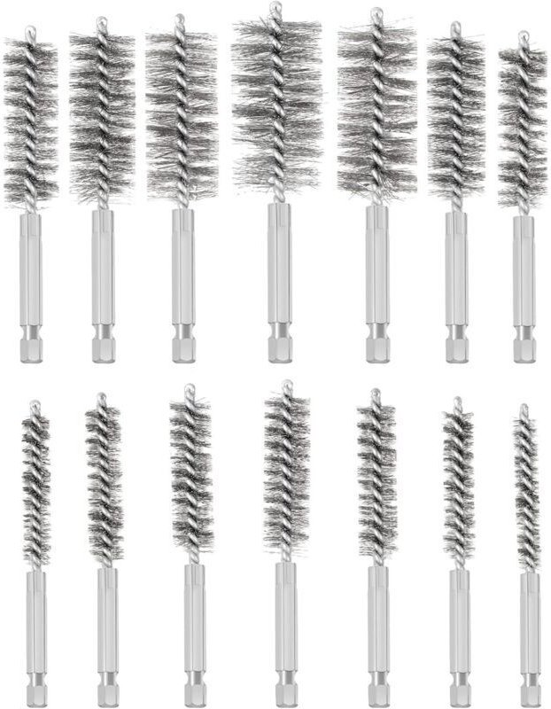 Drahtbohrbürsten-Set, 14-teiliges Edelstahl-Lochbürsten-Set, verschiedene Größen, Edelstahl-Reinigungsbürste