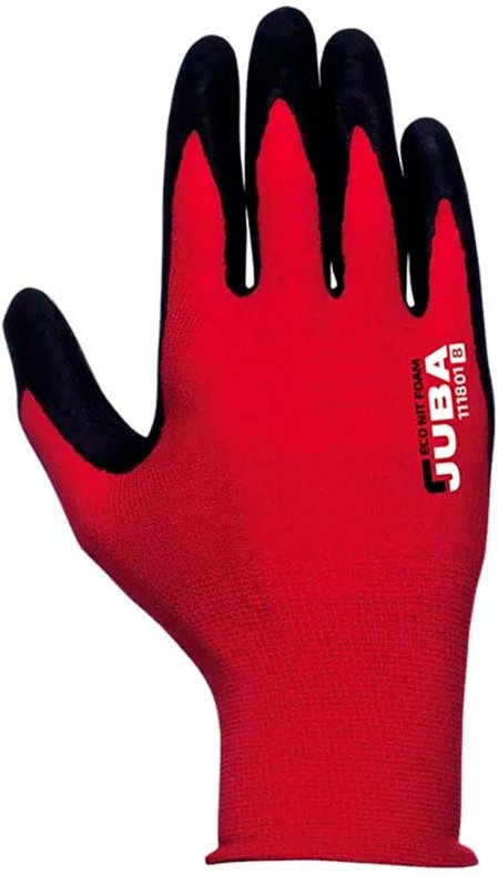 Gant aus Nylon/Lycra mit Nitril-Mikroschaum-Handfläche, Econit Foam, Rot und Schwarz, T-8 M