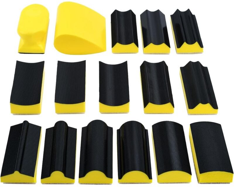 16teiliges Handschleifblock-Set, 2 Schleifblöcke und 14 konvexe und konkave Formhaken für die Holzbearbeitung, Möbelrest...