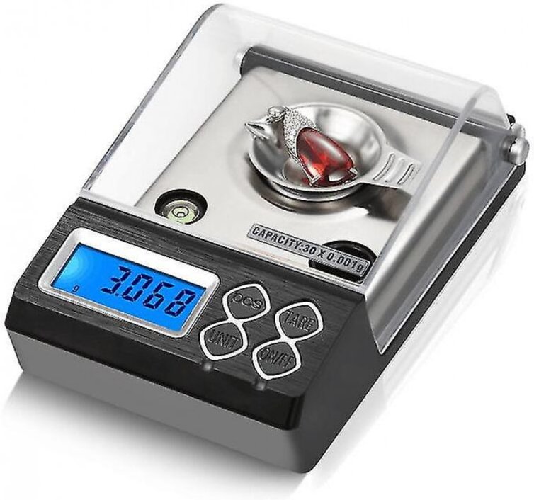 BEBUSINGOTO Präzisionswaage 20 g/0,001 g, Milligramm-Taschenwaage für Schmuck mit Kalibrierclips und Wiegeplattform