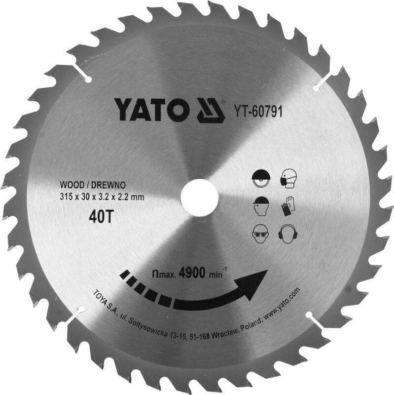 Widia-klinge für holz 315X40TX30MM YT-60791 Yato