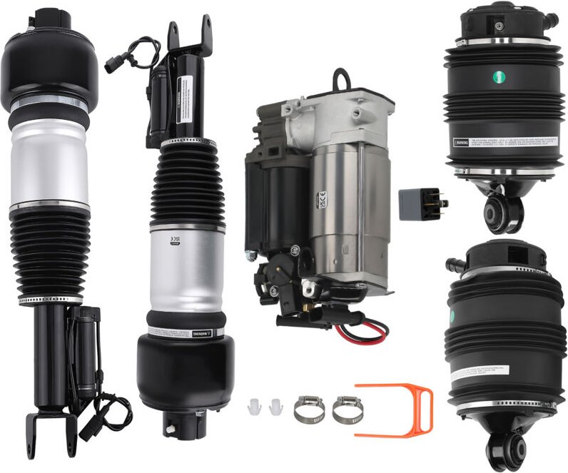 2x Vorne Federbein + 2x Hinten Luftbalg + Kompressor for Mercedes C219 e W211