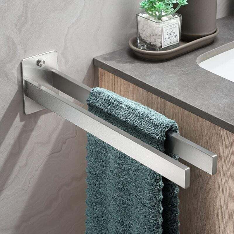Vtizikl Porte Serviette Salle de Bain Double Porte-Serviettes Murale Brossé en Acier Inoxydable 304 Argent pour Salle de...