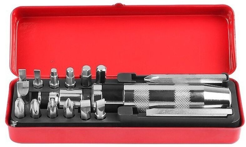 16-teiliges Schlagschrauber-Set mit Schraubenadapter und 15 Präzisionsbits für Kfz, Motorrad und Wartung