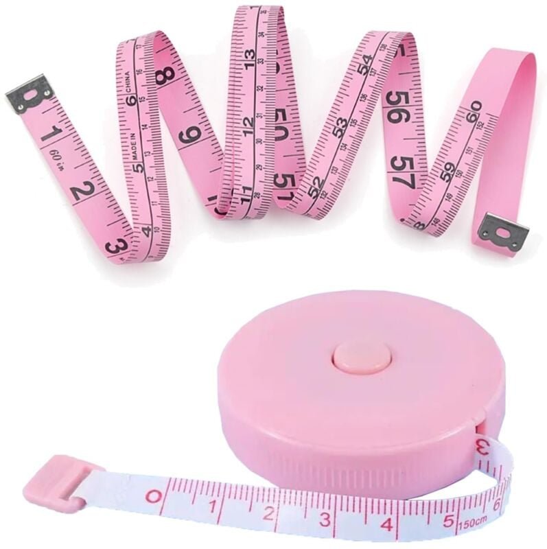 2 Stück Maßband Körper, weiches Körpermaßband, Maßband nähen Stoff Tailor Cloth Craft Messung Tape, 150cm einziehbares d...