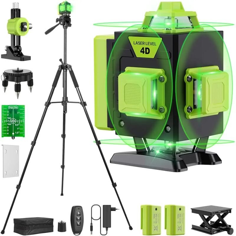 4D 360° Grünlaser 16 Linien mit 1,2m Stativ und Tragetasche