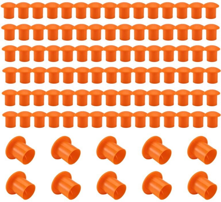 100 Stück Pilz-Bewehrungskappen, Kunststoff-Sicherheitskappen für 3 bis 7, orange Farbe, 2,36 x 2,17 1,5 Zoll