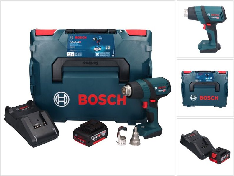 Bosch ghg 18V-50 Professional Akku Heissluftgebläse 18 v 300° c / 500° c + 1x Akku 5,0 Ah + Ladegerät + L-Boxx