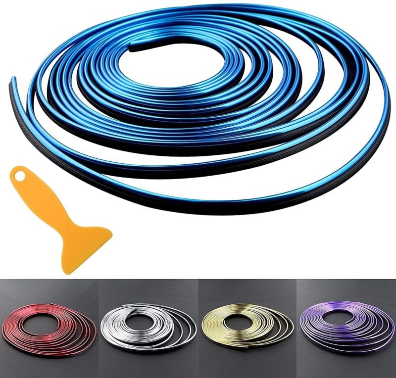 Aougo - 1 Stück Auto-Innenraum-Zierleiste, 5 m, 3D-Folienstreifen, rot, dekorative Zierleiste für Autoteile, Innendichtu...