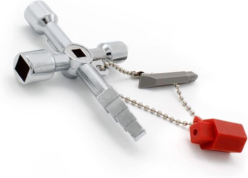 Universeller Kreuzschlüssel, praktischer 4-Wege-Multifunktionsschlüssel, silberner Schaltschrankschlüssel, geeignet für ...