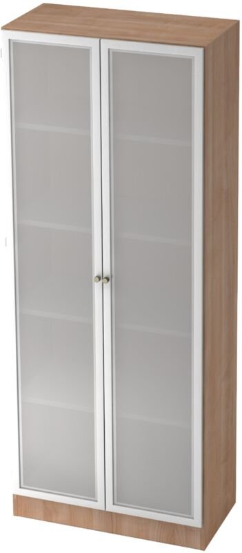 Thumbnail - bümö office Aktenschrank - 5 Ordnerhöhen Nussbaum/Milchglaß