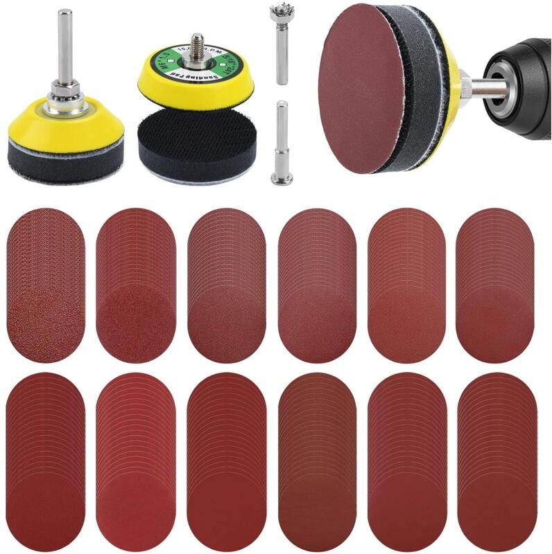 244 pcs Schleifscheiben Kit, 2 Zoll (50mm) Klettverschluss, 80-3000 Körnung für Nass/Trockenschliff, Für Bohrer, Schleif...