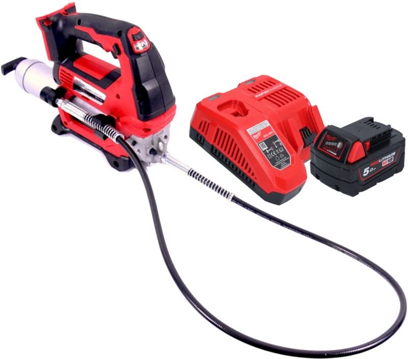 Milwaukee M18 GG-501 Akku Fettpresse 18 V 690 bar + 1x Akku 5,0 Ah + Ladegerät