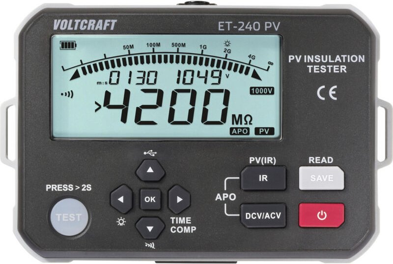 VOLTCRAFT ET-240 PV Isolationsmessgerät 125 V, 250 V, 500 V, 1000 V 4000 MΩ