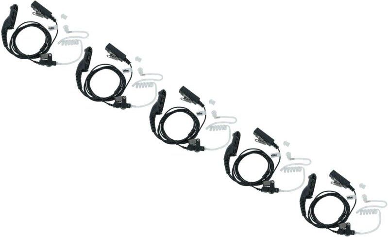 vhbw 5x Headset kompatibel mit Motorola APX 6000XE P25, APX 6000 P25, APX 7000 Funkgerät mit PTT Mikrofon - transparent,...
