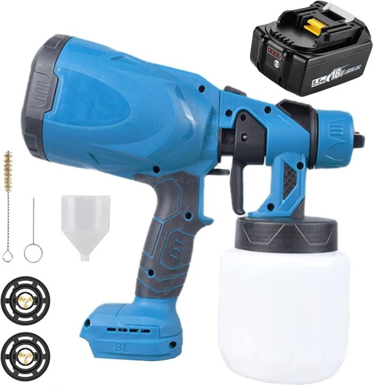 Teetok - Akku Farbsprühsystem, Spritzpistole, Gartenzaunspritze,mit 1000ml abnehmbarem Farbeimer, kompatibel mit Makita ...