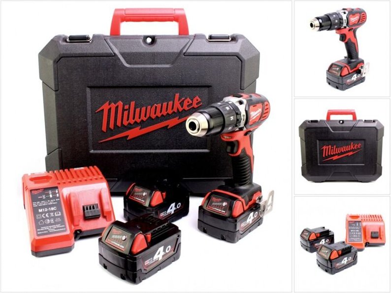 Milwaukee M18 BPD 403 C Akku Schlagbohrschrauber 18V 60Nm + 3x Akkus 4,0Ah + Ladegerät im Koffer