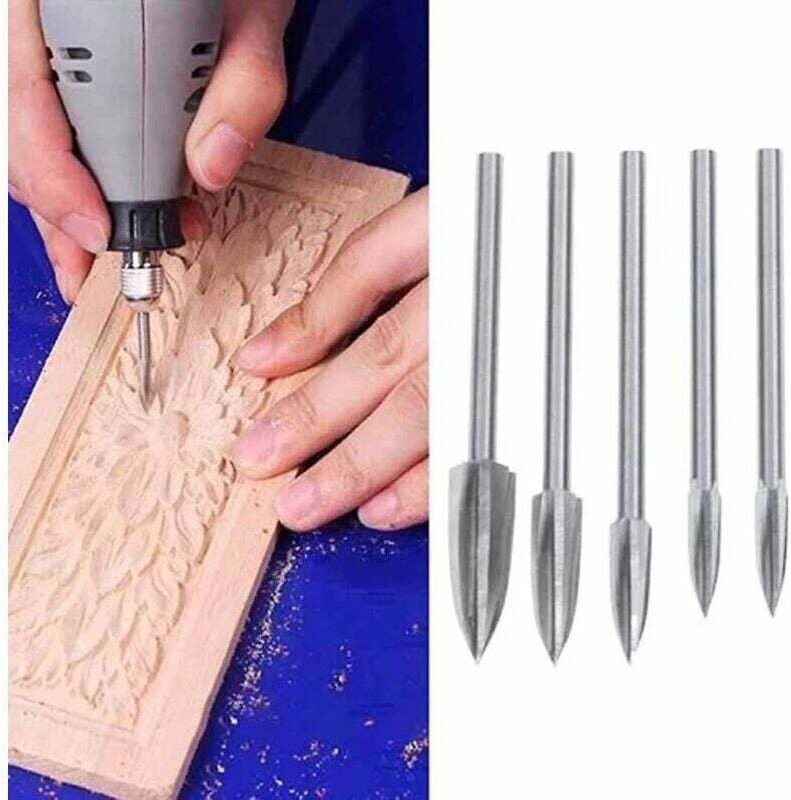 5 Pièces Forets Gravure Bois Sculpture Racine Outils Menuiserie Acier