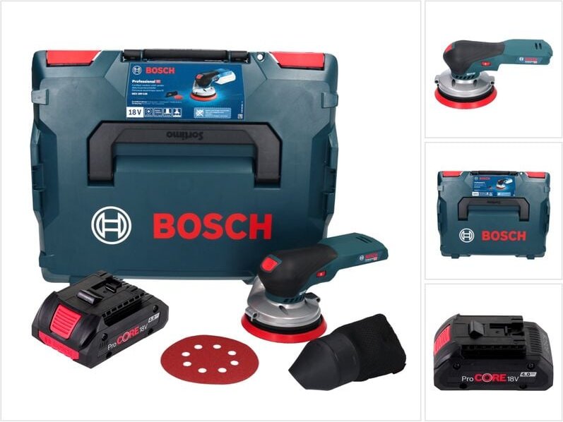 Bosch GEX 18V-125 Professional Akku Exzenterschleifer 18 V 125 mm Brushless + 1x ProCORE Akku 4,0 Ah + L-BOXX - ohne Lad...