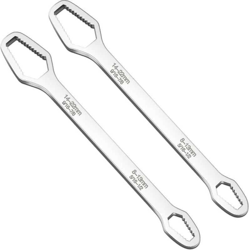 Silberne Universalschlüssel, universelle Maulschlüssel von 8 bis 22 mm, verstellbares Multifunktionswerkzeug mit doppelt...