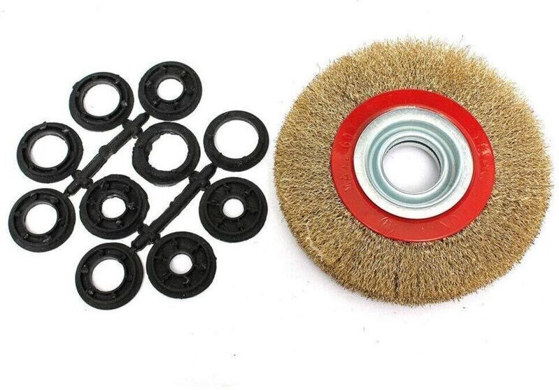 Runde Stahlbürste, 150 mm Durchmesser, flach mit 10 Ringen für Tischschleifmaschinen, Schleifen/Reinigen/Entgraten