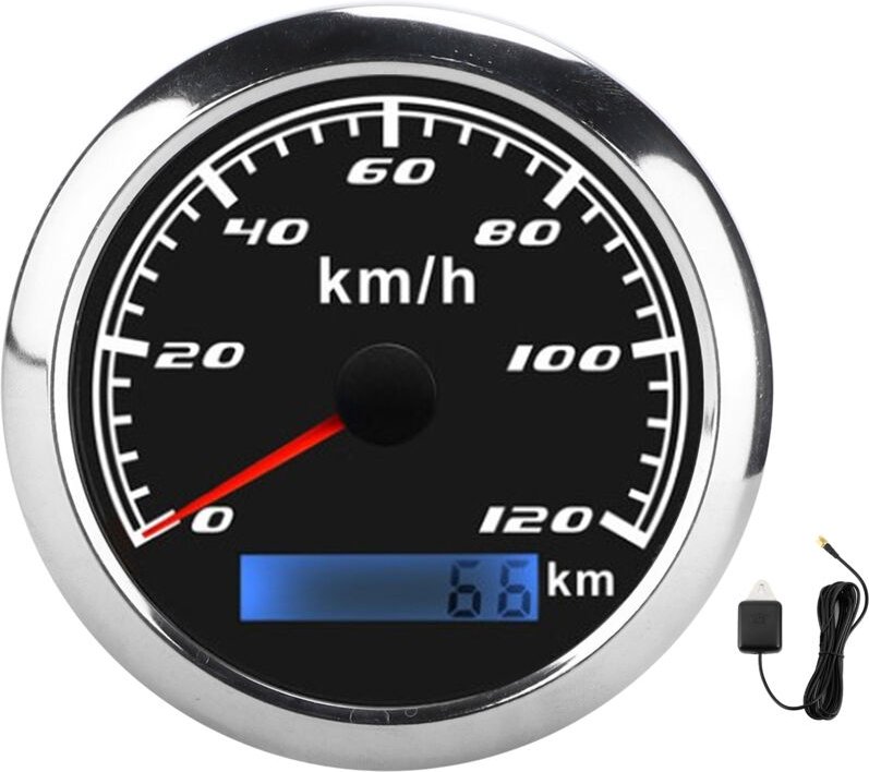 aqxreight GPS-Tachometer Zeiger Kilometerzähler 0-120 KM/H 0-999999KM IP67 9-32VDC Universal-Geschwindigkeitsmesser Auto...