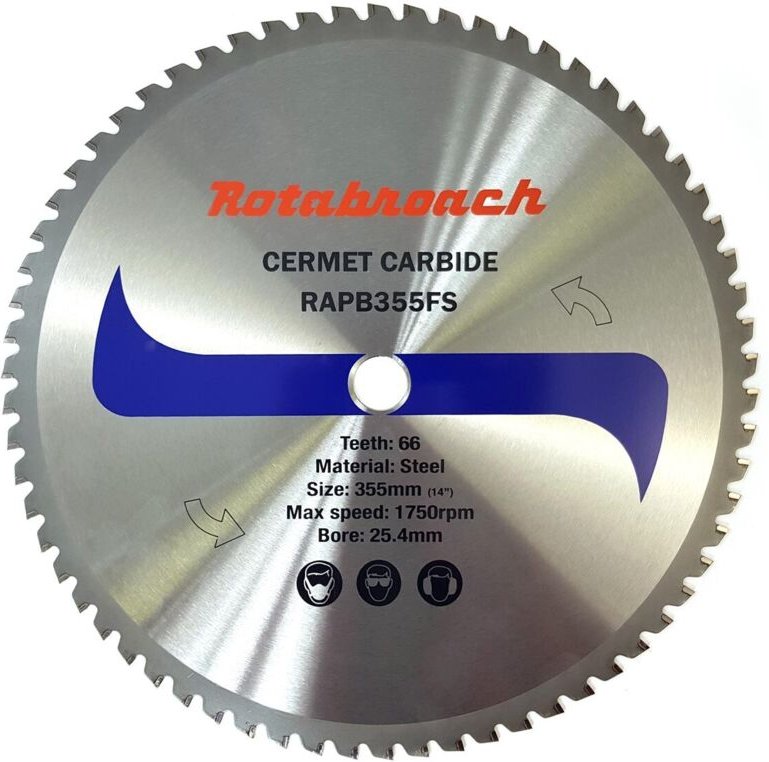 CERMET-Hartmetallsäge zum Schneiden von Stahl Rotabroach Raptor 355 mm / 66 Zähne