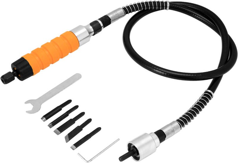 Elektrisches Holzgravurwerkzeug, Schnitzmeißel-Gravurwerkzeug, 5-Klingen-Set mit flexiblem Schlauch.