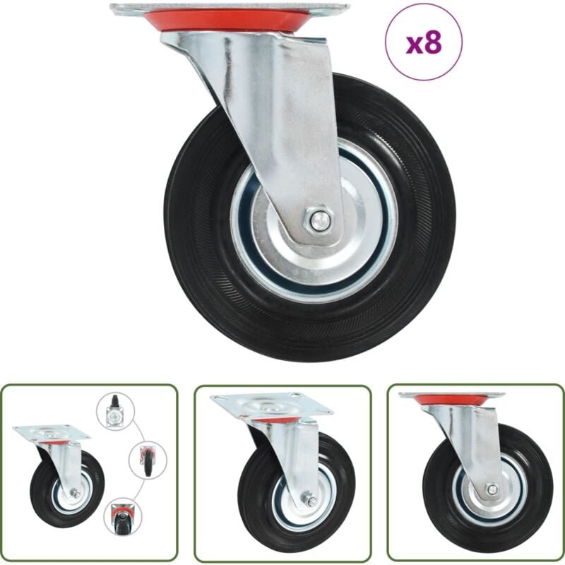 Thumbnail - The Living Store - 8 Stk. Lenkrollen 125 mm - Lenkrollen - Rollensatz - Transportrollen - Industrierollen - Lagerwagenro...