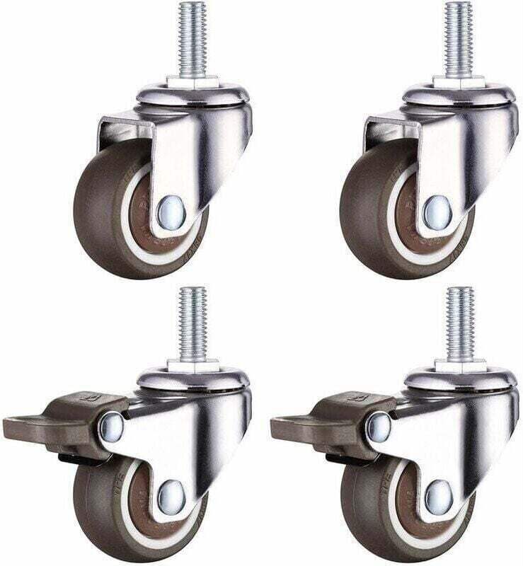 Ulisem Hochleistungs-Lenkrolle aus Gummi mit M8-Gewindeschaft für Handwagen, Arbeitstische, Möbelräder, 1,5 Zoll, Gewind...