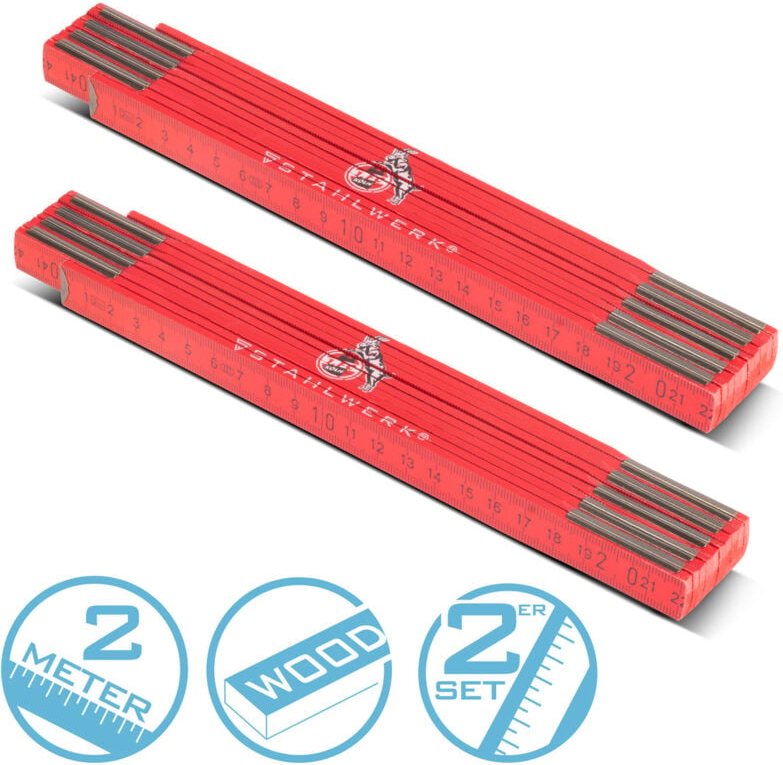 Stahlwerk - Zollstock 1. fc Köln Edition 2er Set 2 m Meterstab Gliedermaßstab