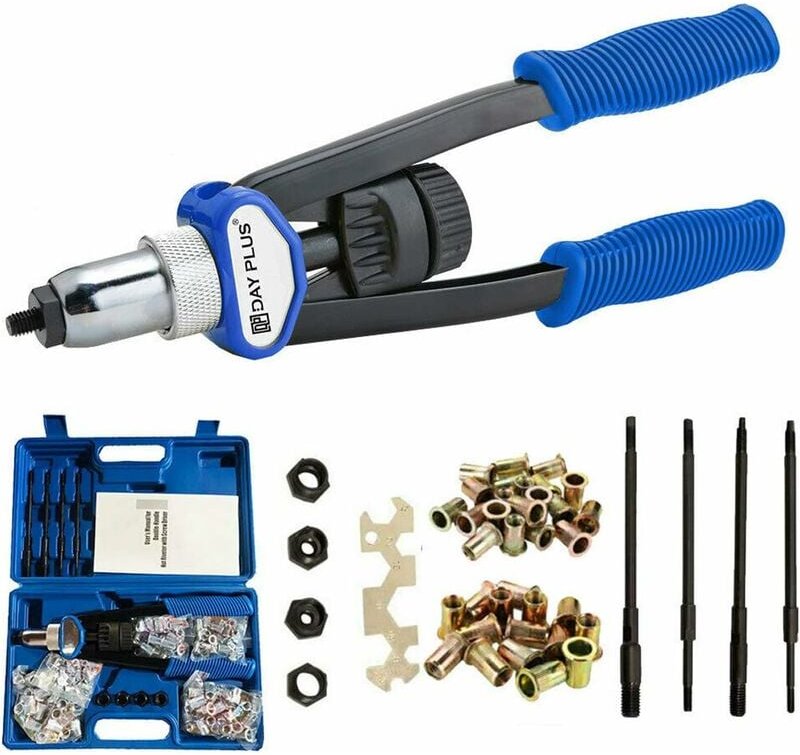 Profi Nietmutternzange Nietenzange Set inkl. 150 Nietmuttern in M5 M6 M8 M10 M12 je 30 Stück, Rutschfester Griff, Leicht...