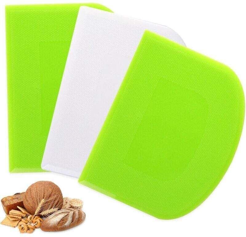 3-teiliges Teigschaber-Set, XU, Teigschaber aus Kunststoff, 12 x 9,5 cm, für Küche, Gebäck, Crêpes, Teig, Käse (Grün + W...