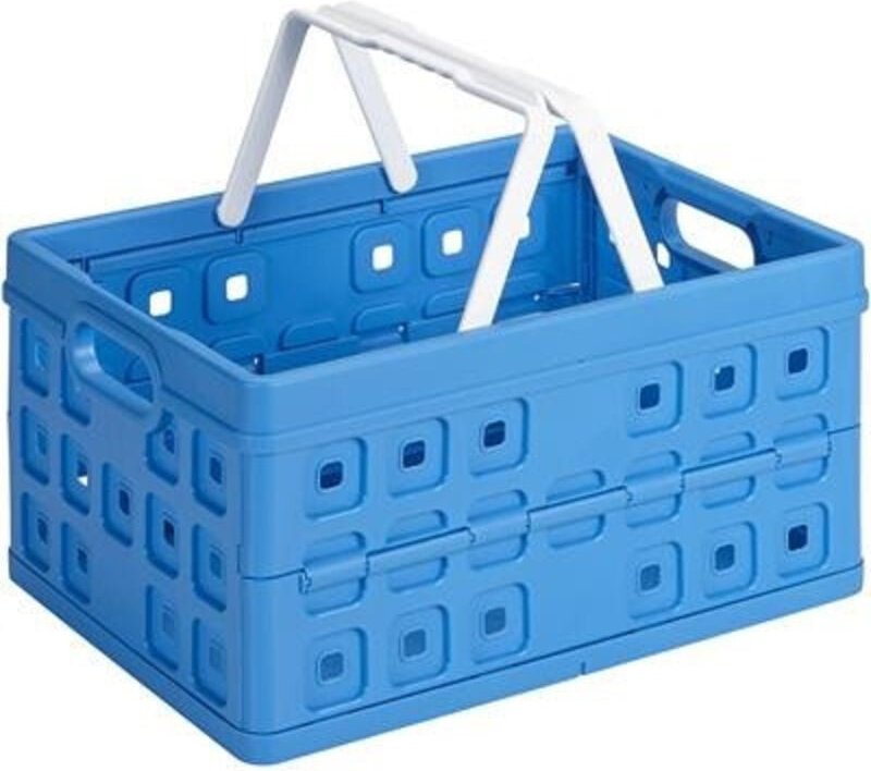 Klappbox Square 32 l blau/weiß Einkaufsbox Einkaufskorb mit Griffen - Sunware