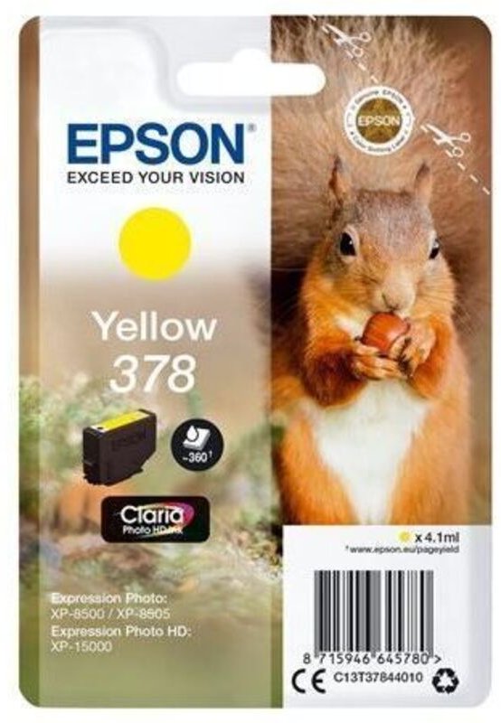 Epson Squirrel Singlepack Yellow 378 Claria Photo HD Ink