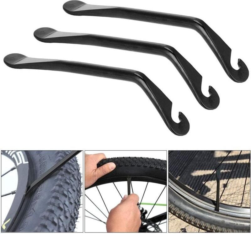 Aougo - 3 Stück Fahrrad-Reifenheber aus gehärtetem Karbonstahl, zur Reparatur von Fahrradschläuchen