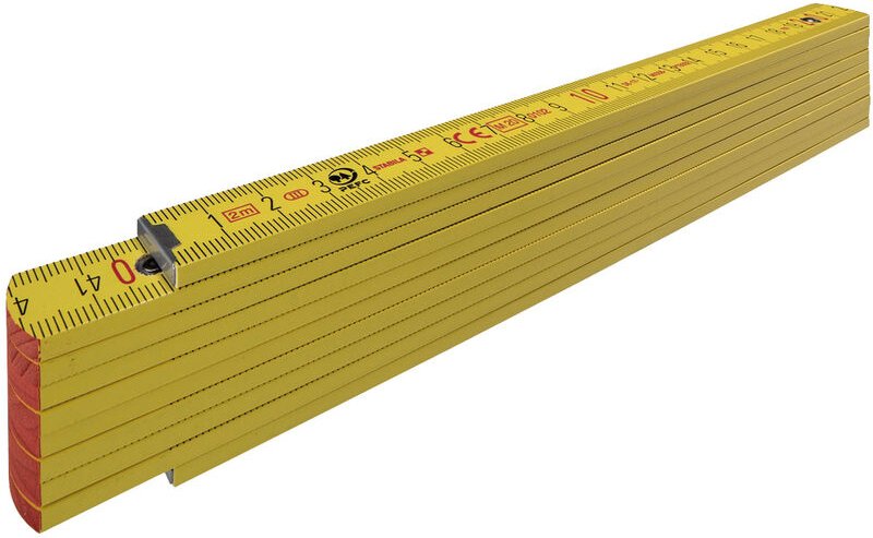 Holz-Gliedermaßstab Type 707, 2 m, gelb, metrische Skala - 01304 - Stabila