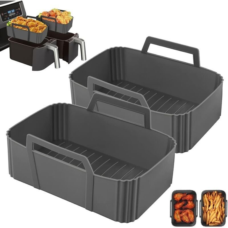 2-teiliges Silikon-Aufbewahrungsset für Heißluftfritteusen, ölfreier, wiederverwendbarer Silikon-Backpapierkorb für Heiß...