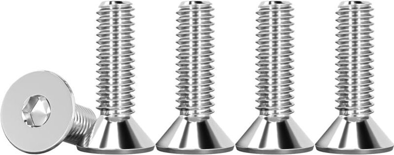 Senkkopfschrauben M4 x 16 mm mit Innensechskant aus Edelstahl A2 V2A, silberfarben, DIN 7991 / ISO 10642, Vollgewinde, 5...