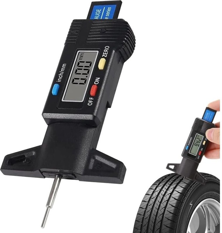 Jalleria - Reifentiefenmesser – 0–25,4 mm/1 Zoll digitales LCD-Display, tragbarer Reifentiefenmesser, Reifentiefenmessge...