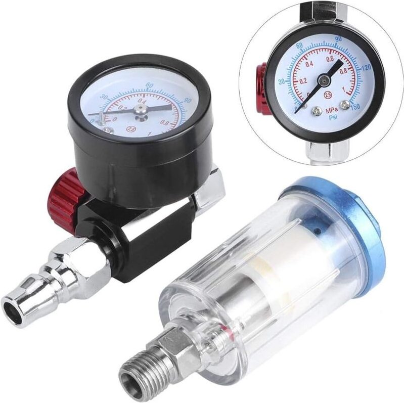 1/4 Zoll pneumatische Spritzpistole mit Druckregler + Ölabscheider-Filter-Trennwerkzeug - Ej.life
