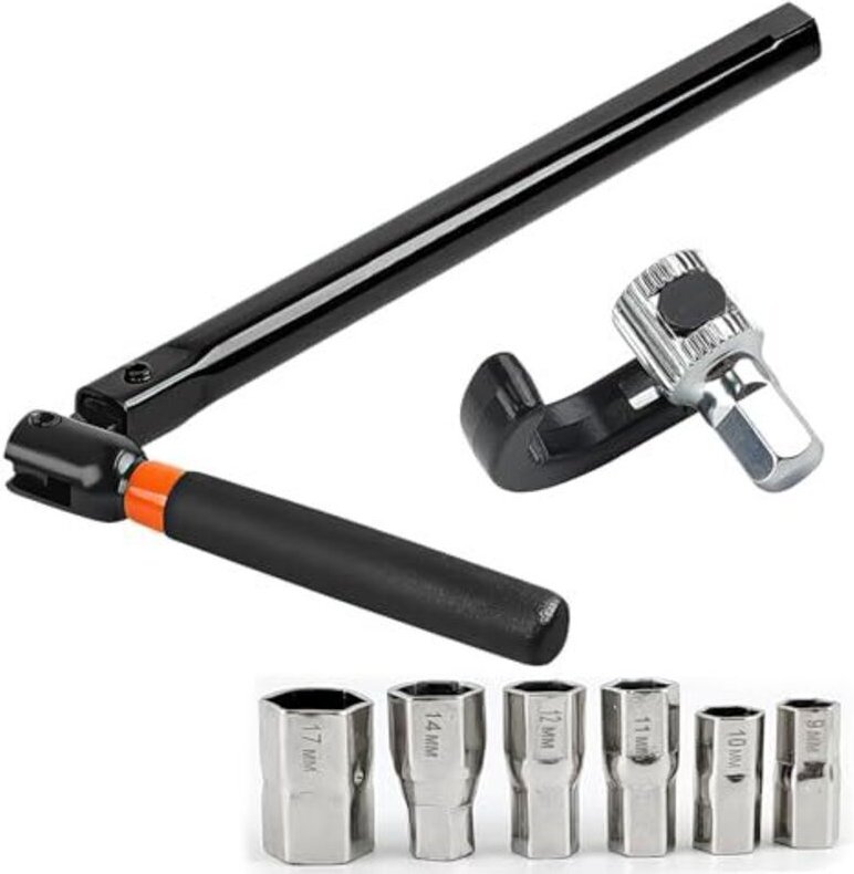 Waschbeckenarmaturenschlüssel, Waschbeckenarmaturenschlüssel mit 6 Bits (9/10/11/12/14/17 mm), Armaturenschlüssel aus Me...