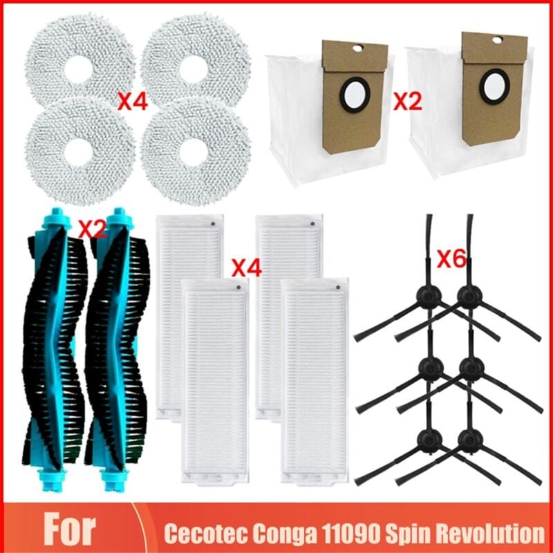 Ersatz für 11090 Revolution Staubsauger Roller Seitenbürste Hepa-Filter Mopp Tuch Staubbeutel