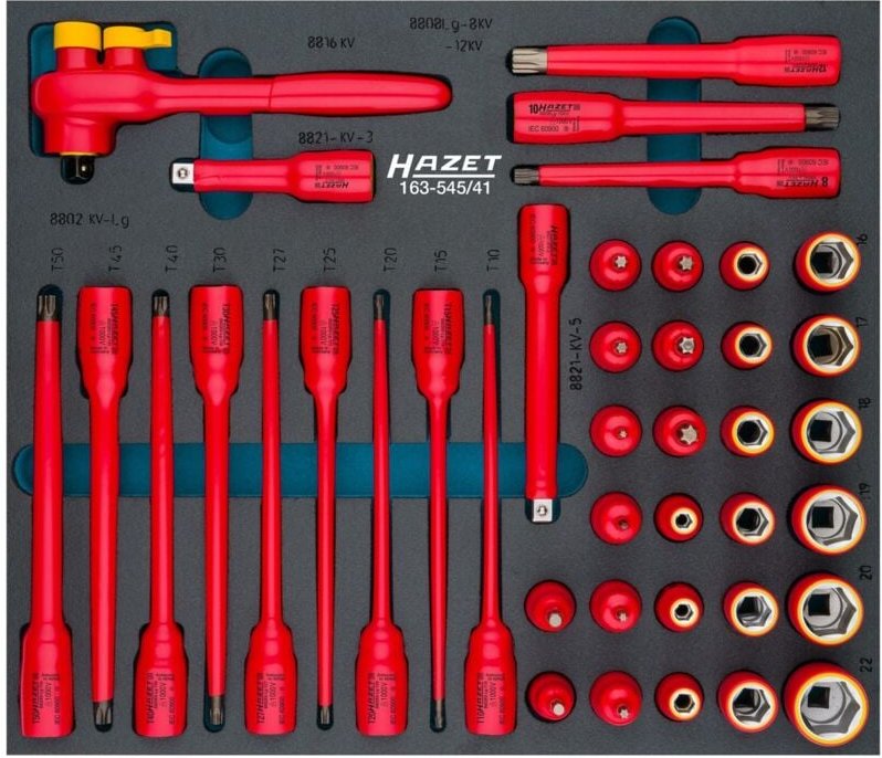 Steckschlüssel Satz, schutzisoliert, Vierkant hohl 10 mm (3/8), Außen-Sechskant-Tractionsprofil, Innen torx Profil, Inne...