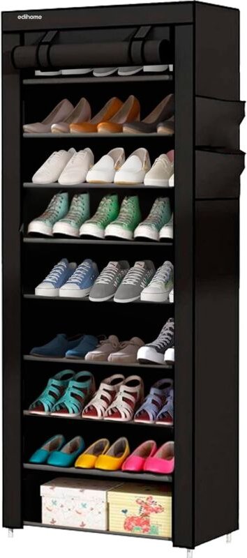Schuhregal aus Stoff mit 10 Ebenen (58 x 28 x 162 cm), Lagerschrank, mit Schutzhülle, für High Heels, Hausschuhe und Spo...
