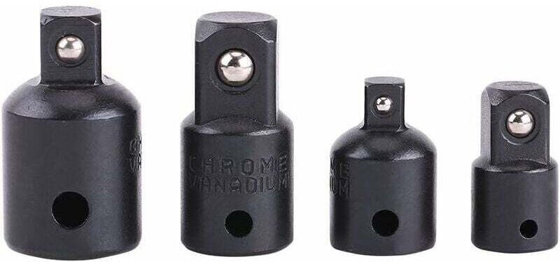Satz mit 4 Adaptern, Vergrößerungen und Reduzierungen 1/2", 3/8", 1/4" für Steckschlüssel und Schraubenschlüssel